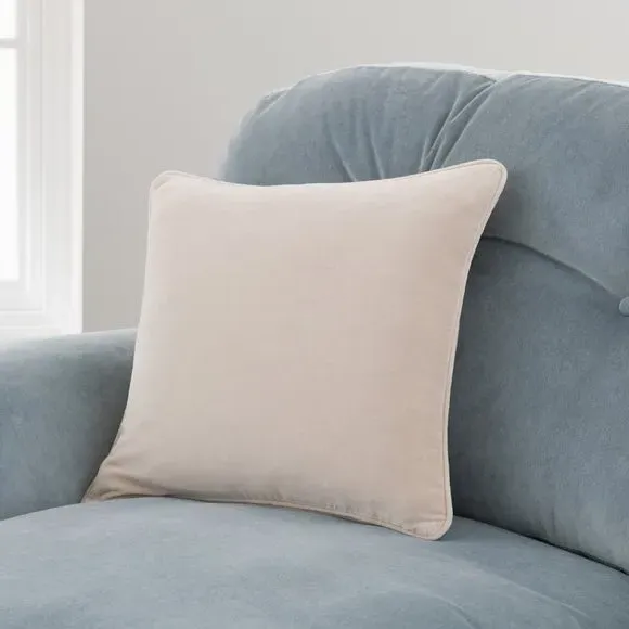 Square Cushion with Piped Edge - Cream, Velvet