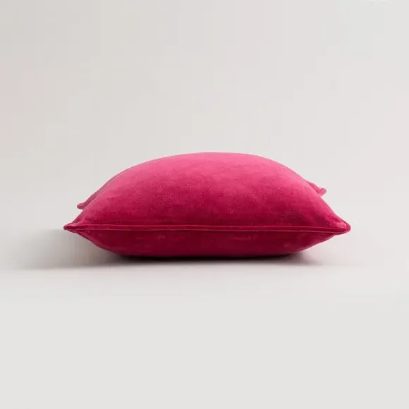Square Cushion with Piped Edge - Fuchsia, Velvet