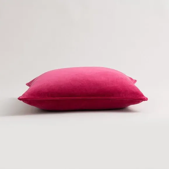 Square Cushion with Piped Edge - Fuchsia, Velvet