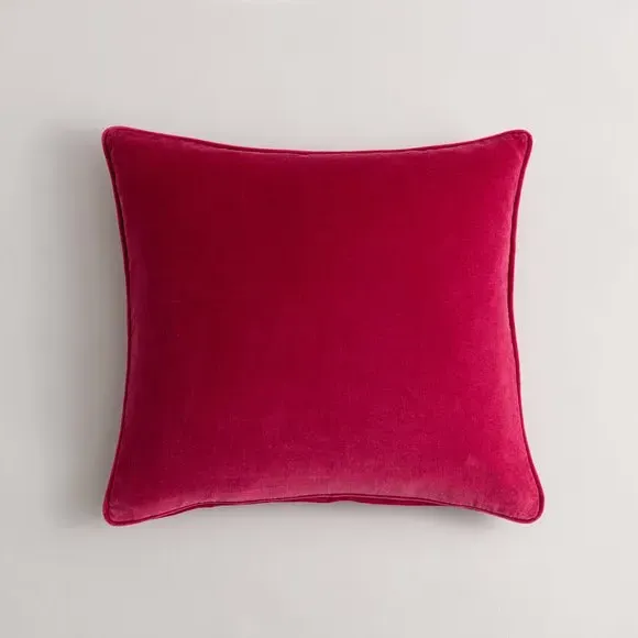 Square Cushion with Piped Edge - Fuchsia, Velvet