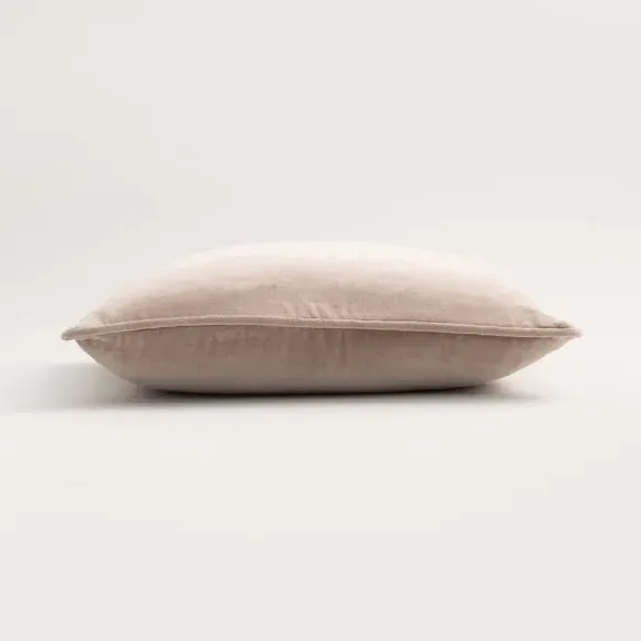 Square Cushion with Piped Edge - Natural, Velvet