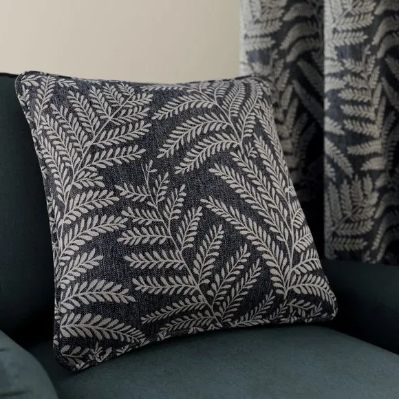 Square Cushion with Piped Edge - Navy, Fabric