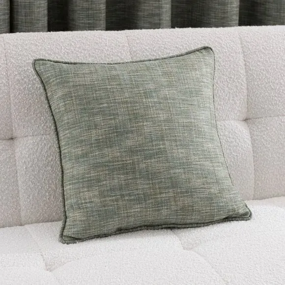 Square Cushion with Piped Edge - Olive, Polyester