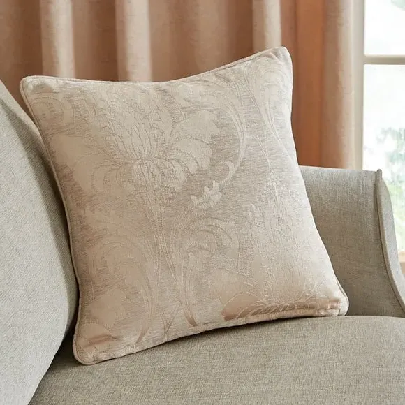 Square Cushion with Piped Edge - Pink, Chenille