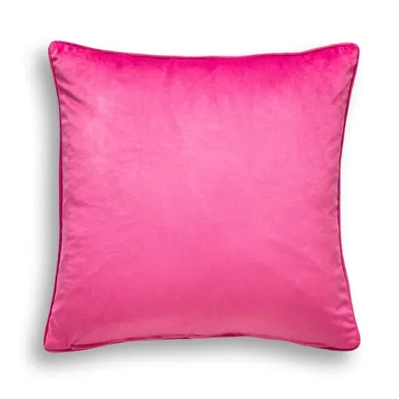 Square Cushion with Piped Edge - Pink, Velour