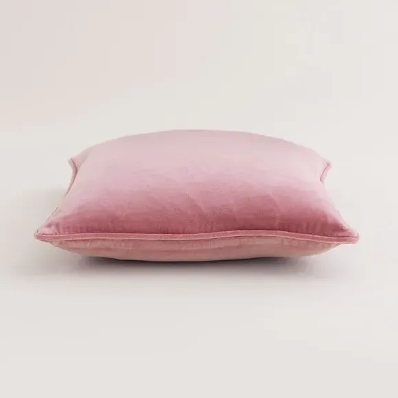 Square Cushion with Piped Edge - Pink, Velvet