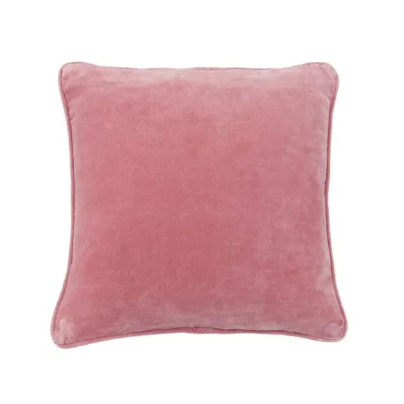 Square Cushion with Piped Edge - Pink, Velvet