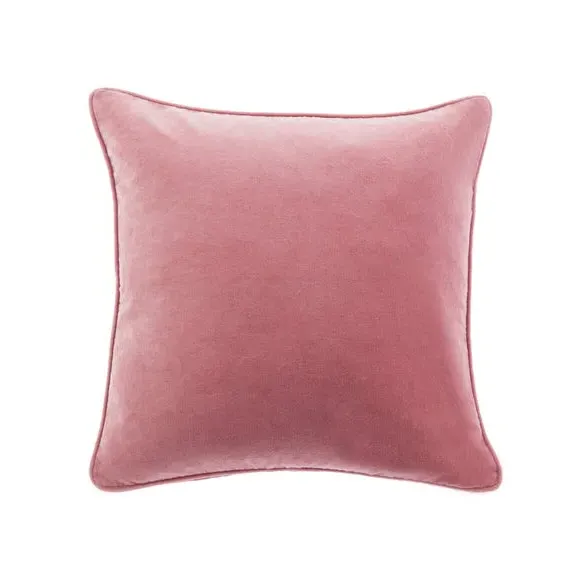 Square Cushion with Piped Edge - Pink, Velvet