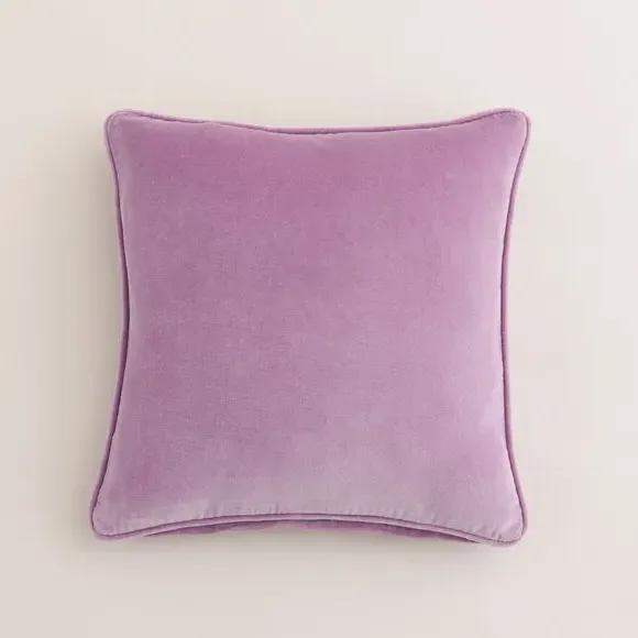 Square Cushion with Piped Edge - Purple, Velvet