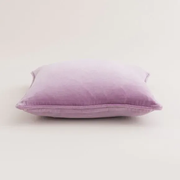 Square Cushion with Piped Edge - Purple, Velvet