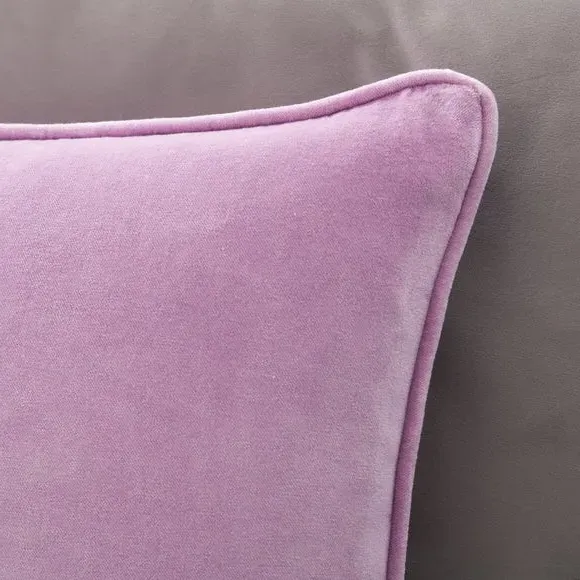 Square Cushion with Piped Edge - Purple, Velvet