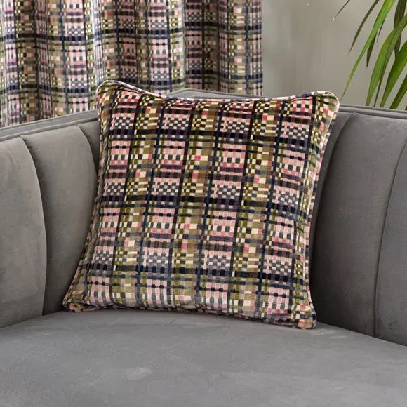 Square Cushion with Piped Edge - Purple, Velvet