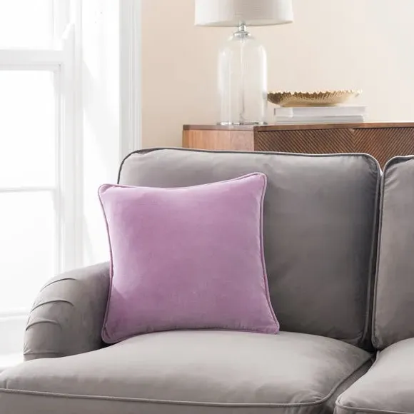 Square Cushion with Piped Edge - Purple, Velvet