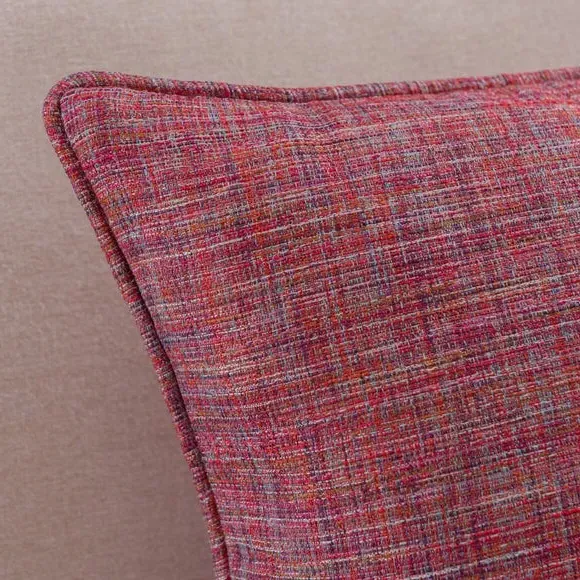 Square Cushion with Piped Edge - Red, Polyester