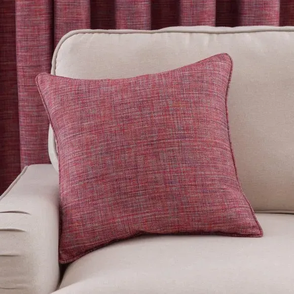 Square Cushion with Piped Edge - Red, Polyester