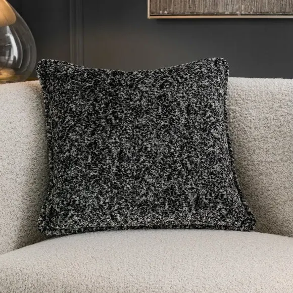 Square Cushion with Piped Edges - Black, Velvet