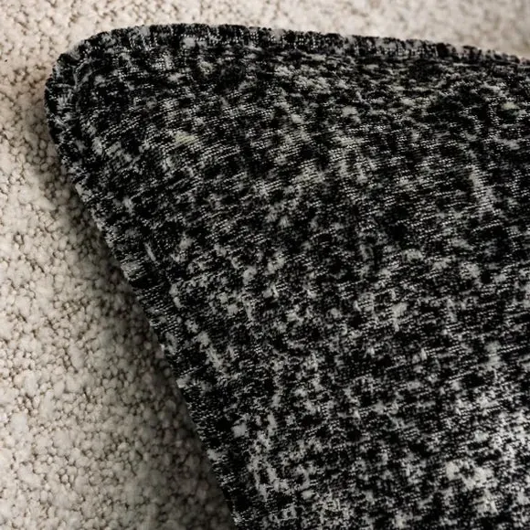 Square Cushion with Piped Edges - Black, Velvet