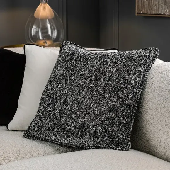 Square Cushion with Piped Edges - Black, Velvet image
