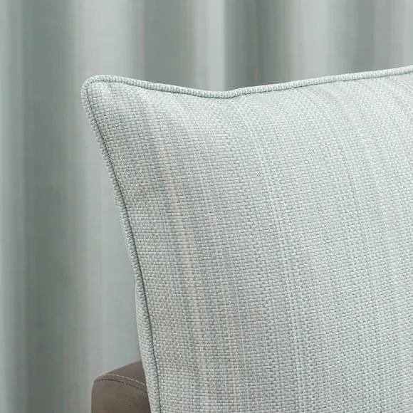 Square Cushion with Piped Edges - Duck Egg, Polyester
