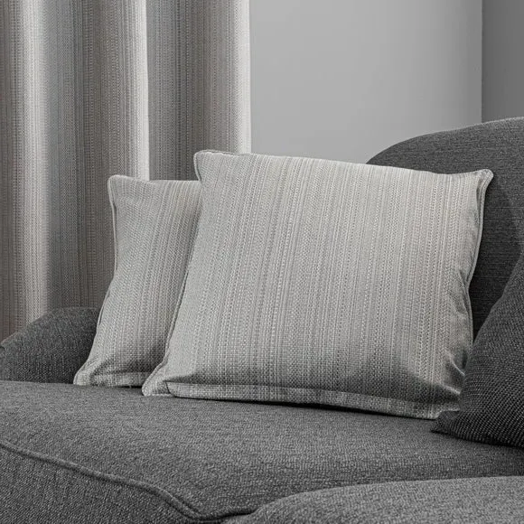 Square Cushion with Piped Edges - Grey, Polyester