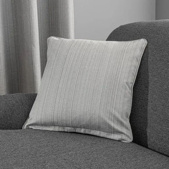 Square Cushion with Piped Edges - Grey, Polyester