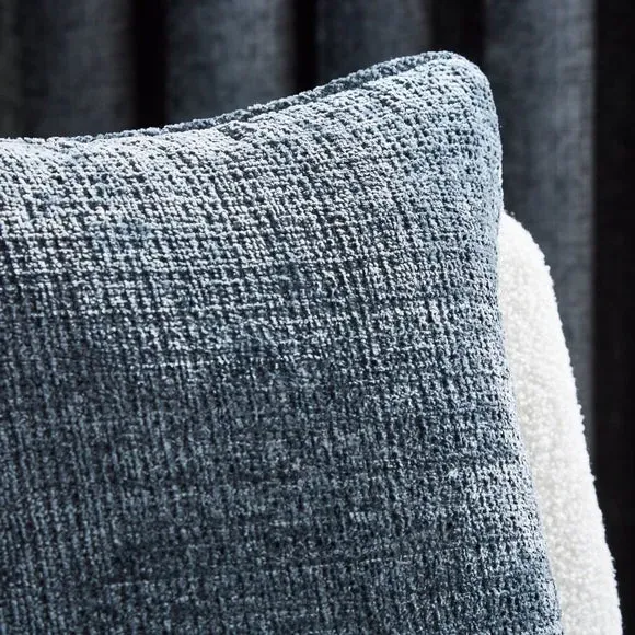 Square Cushion with Piped Edges - Indigo, Chenille