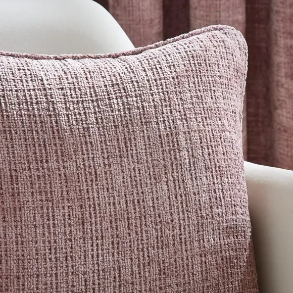 Square Cushion with Piped Edges - Mauve, Chenille