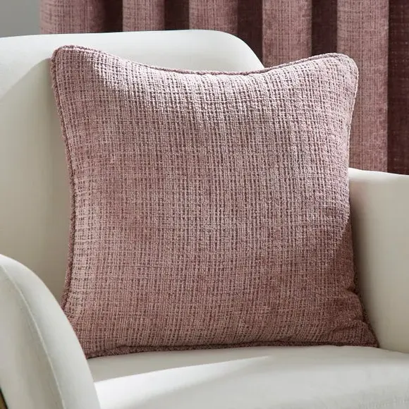 Square Cushion with Piped Edges - Mauve, Chenille