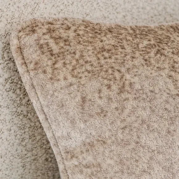 Square Cushion with Piped Edges - Natural, Velvet