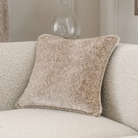 Square Cushion with Piped Edges - Natural, Velvet