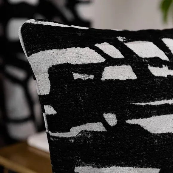 Square Cushion with Piping - Monochrome, Chenille