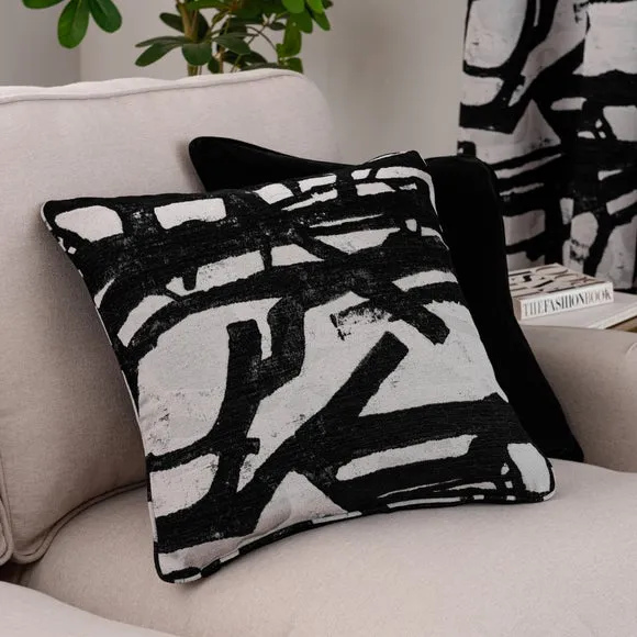 Square Cushion with Piping - Monochrome, Chenille image