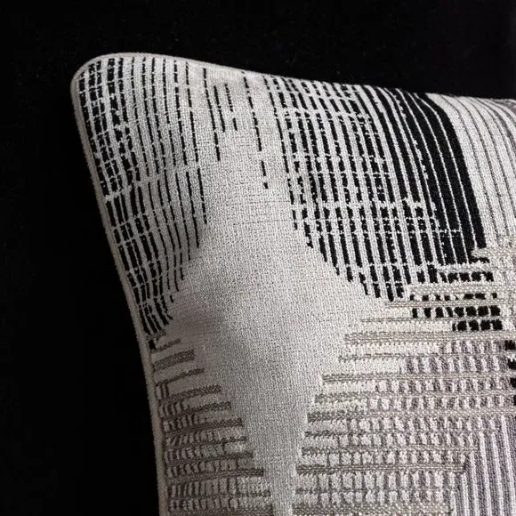 Square Cushion with Piping - Monochrome, Velvet