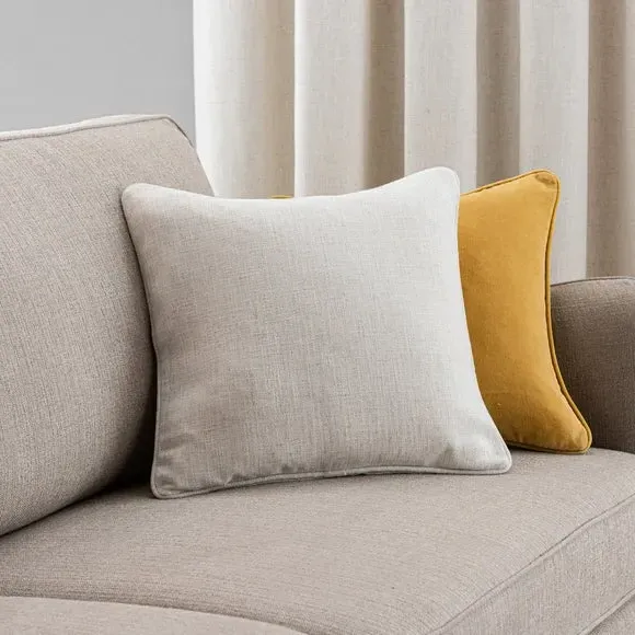 Square Cushion with Piping - Natural, Fabric