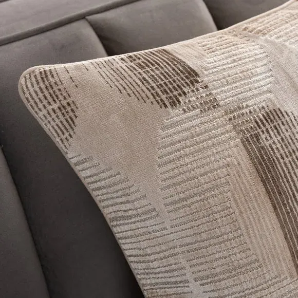 Square Cushion with Piping - Natural, Velvet
