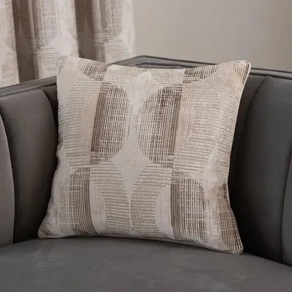 Square Cushion with Piping - Natural, Velvet