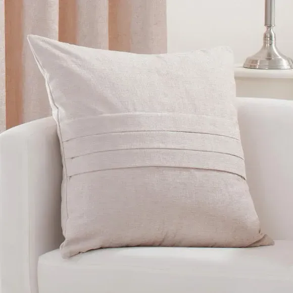 Square Cushion with Pleat Design - Cream, Chenille image