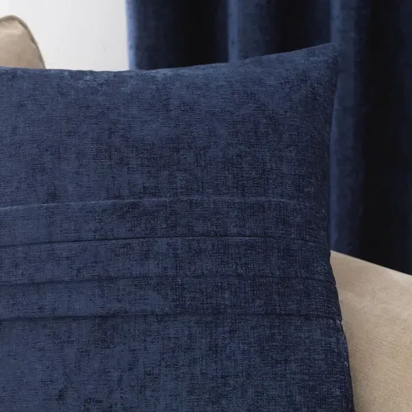 Square Cushion with Pleat Design - Grey, Chenille