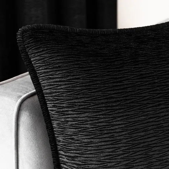 Square Cushion with Polyester Fill - Black, Velvet