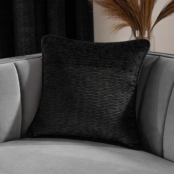 Square Cushion with Polyester Fill - Black, Velvet