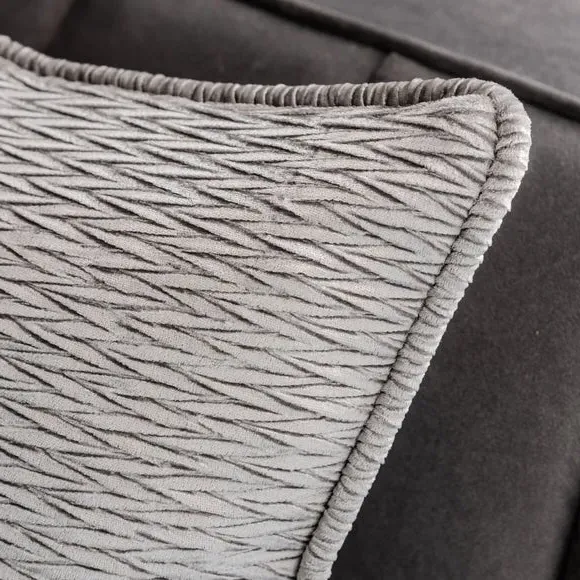 Square Cushion with Polyester Fill - Silver, Velvet