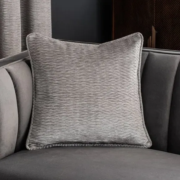 Square Cushion with Polyester Fill - Silver, Velvet