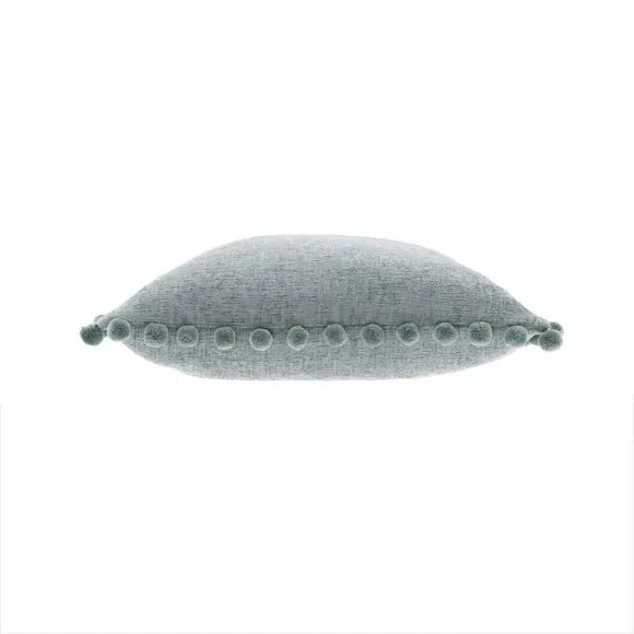 Square Cushion with Pompom Detail - Blush, Chenille