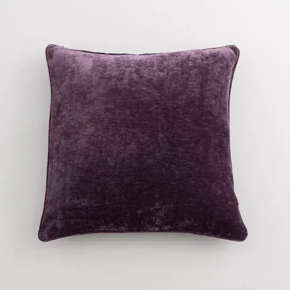 Square Cushion with Recycled Fill - Aubergine, Chenille