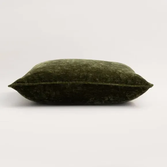Square Cushion with Recycled Fill - Olive, Chenille