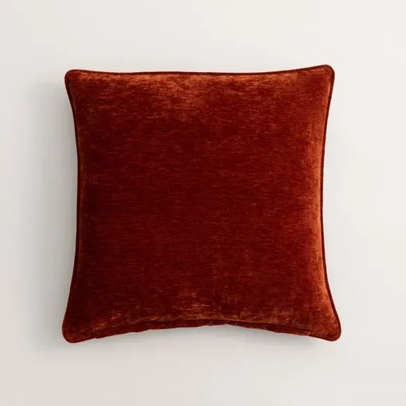 Square Cushion with Recycled Fill - Orange, Chenille