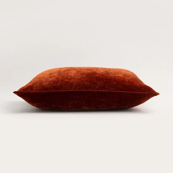Square Cushion with Recycled Fill - Orange, Chenille