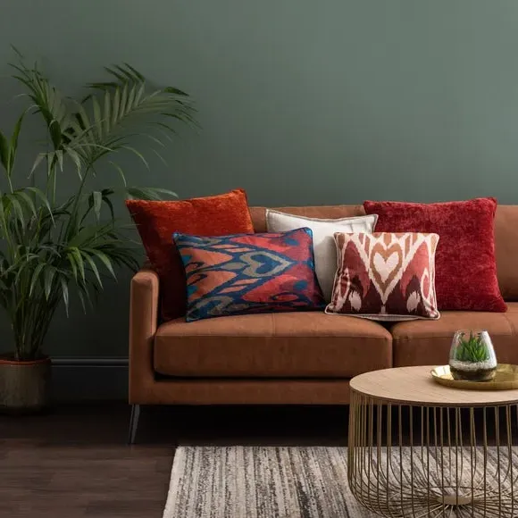 Square Cushion with Recycled Fill - Orange, Chenille