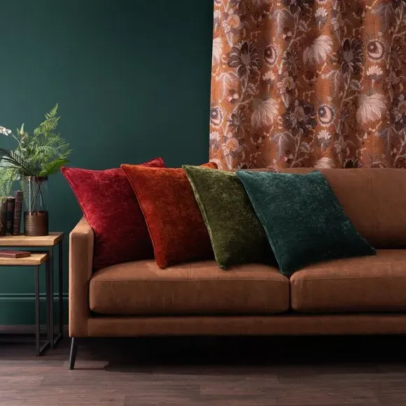 Square Cushion with Recycled Fill - Peacock, Chenille