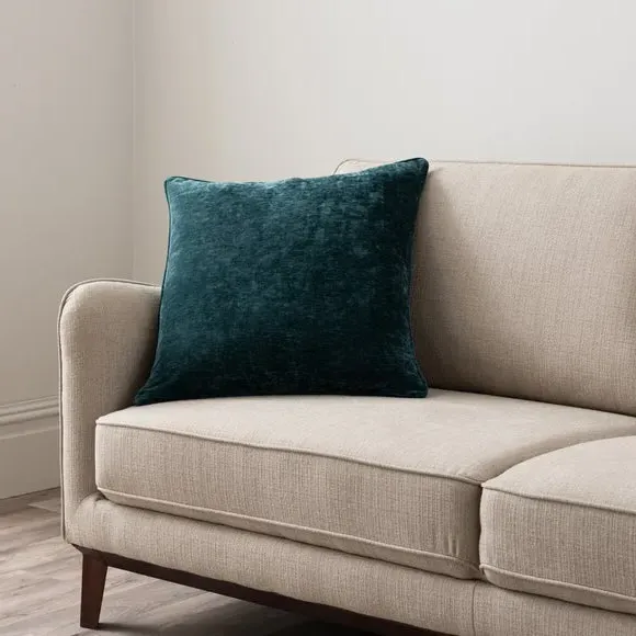 Square Cushion with Recycled Fill - Peacock, Chenille